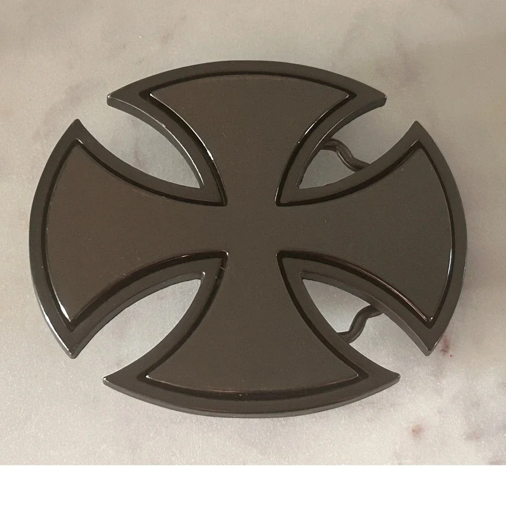 Gunmetal Grey Iron Cross Belt Buckle Biker Gothic Metal Accessory